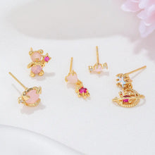 Load image into Gallery viewer, Pink Berry Bear Earring Set
