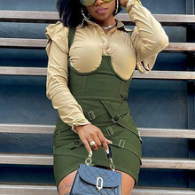 Load image into Gallery viewer, 2-Piece Camo Green Utility Bodycon Dress
