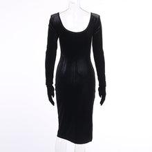 Load image into Gallery viewer, Long Sleeve Velvet Dress With Gloves
