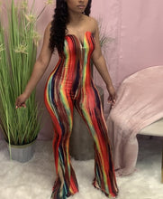 Load image into Gallery viewer, Sleeveless Stripped Flare Jumpsuit
