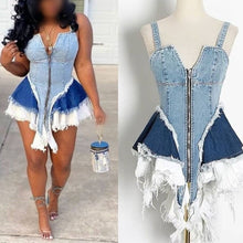 Load image into Gallery viewer, Denim Corset Frilly Skirt
