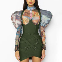 Load image into Gallery viewer, 2-Piece Camo Green Utility Bodycon Dress
