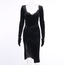 Load image into Gallery viewer, Long Sleeve Velvet Dress With Gloves
