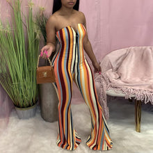 Load image into Gallery viewer, Sleeveless Stripped Flare Jumpsuit
