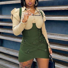 Load image into Gallery viewer, 2-Piece Camo Green Utility Bodycon Dress
