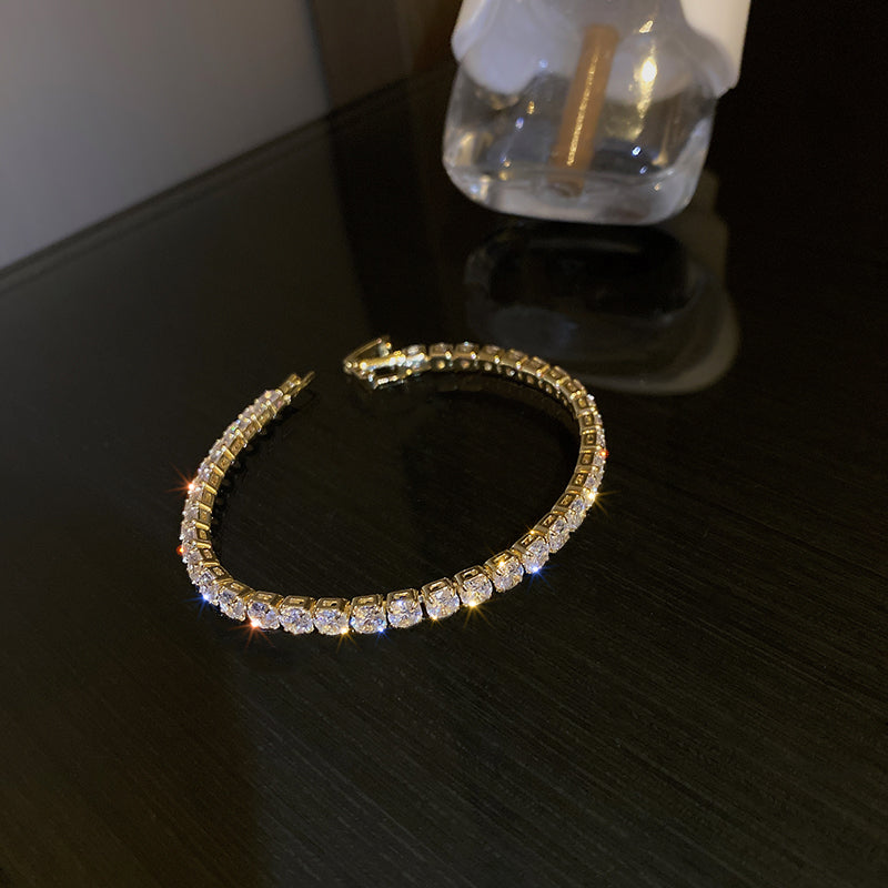 Gold Round Shaped Cubic Zirconia Bracelet