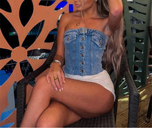 Load image into Gallery viewer, Pretty Girl Denim Corset
